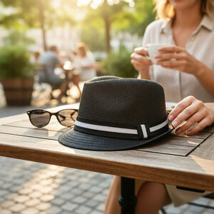 Charlotte Daniel Fedora Gangster Hat Trilby Cuban Hip Hop Black Raffia Straw